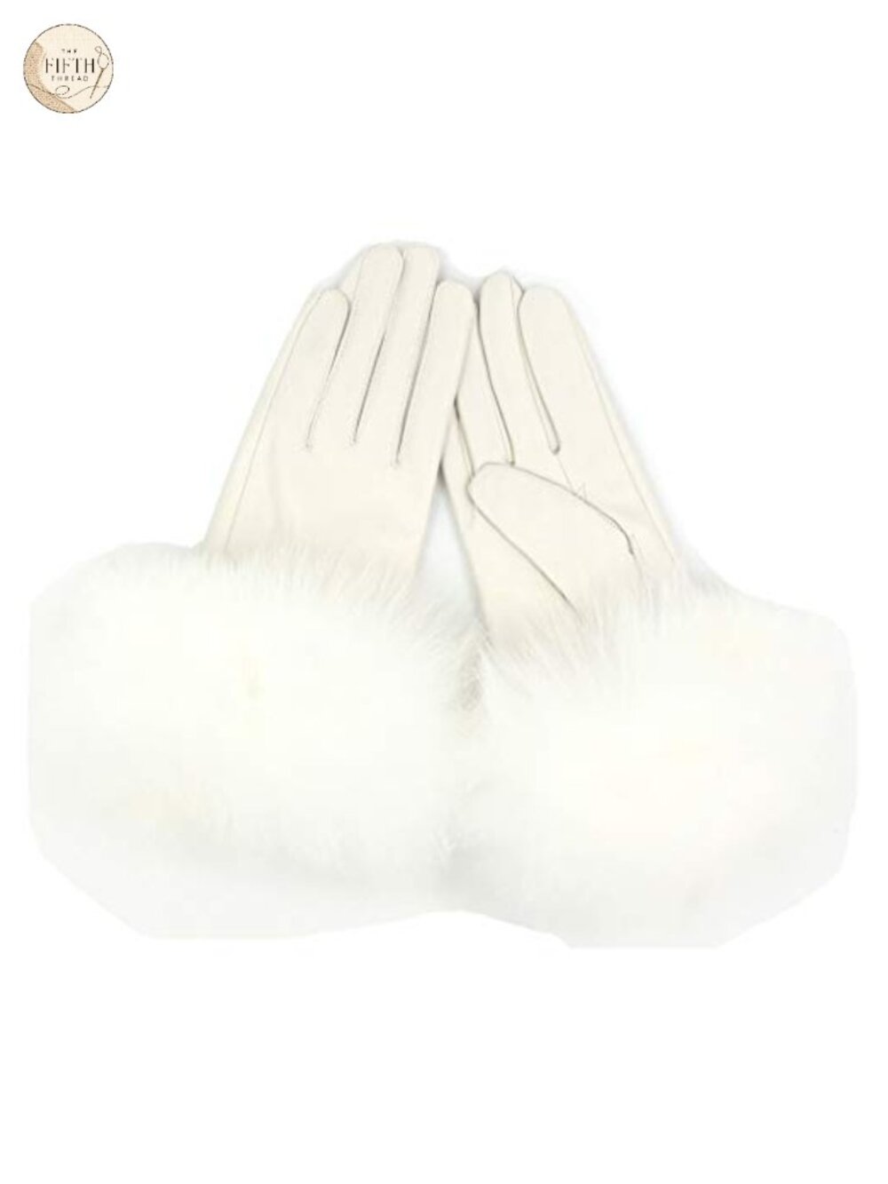Lambskin Leather Gloves Fox Fur Trim Coral Fleece Lined Winter